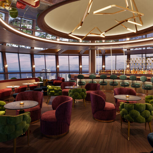 The seductively glamorous Pier Top lounge will feature spectacular views across the Atlantic Ocean, Port Everglades, the Intracoastal Waterway, and the lights of downtown Fort Lauderdale.