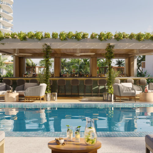 The seductive VIP Pool & Bar, a sophisticated space for lounging and lingering.